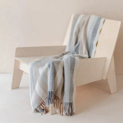 Recycled Wool Throw in Neutral Stripe, FEEL AT HOM , , The Tartan Blanket Co. @feelathom