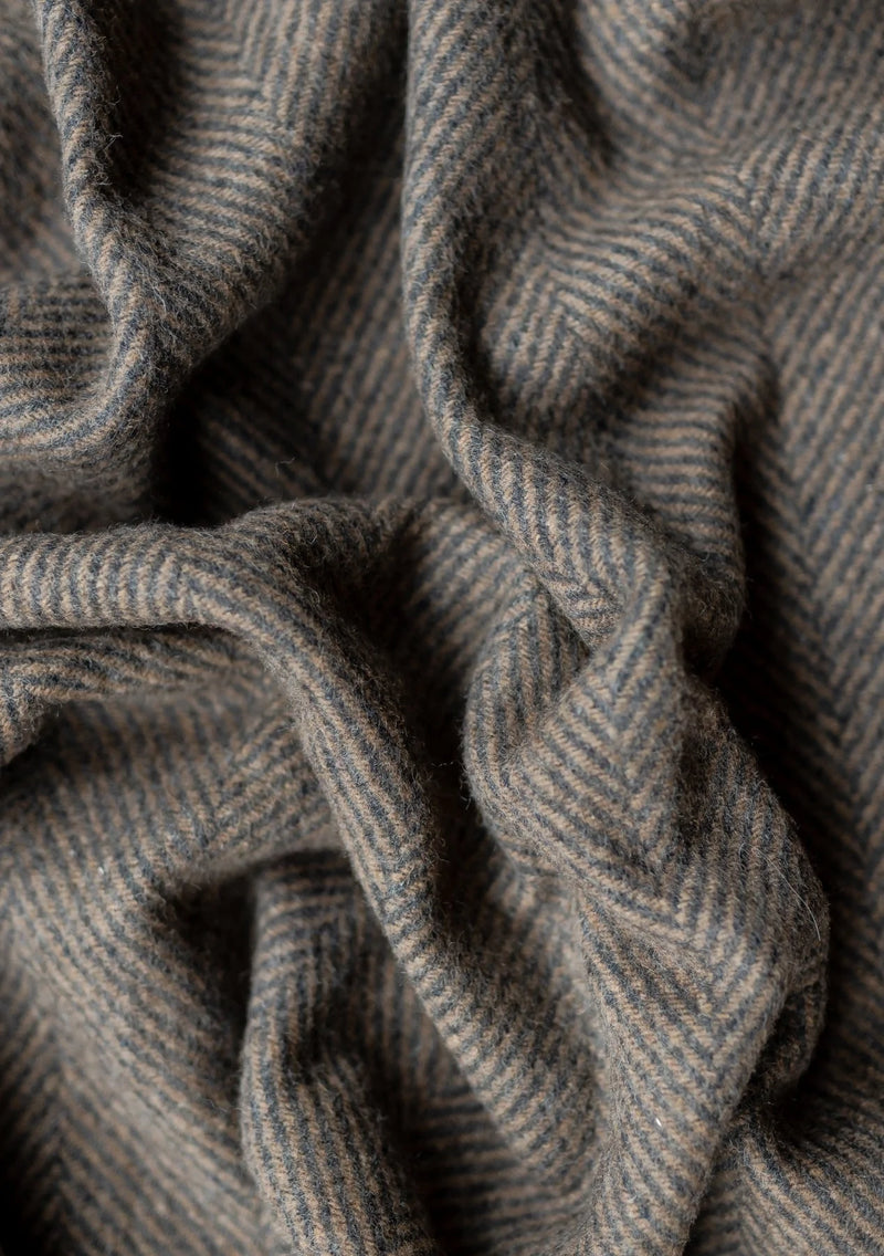 Recycled Wool Throw in Coffee Herringbone, FEEL AT HOM , , The Tartan Blanket Co. @feelathom