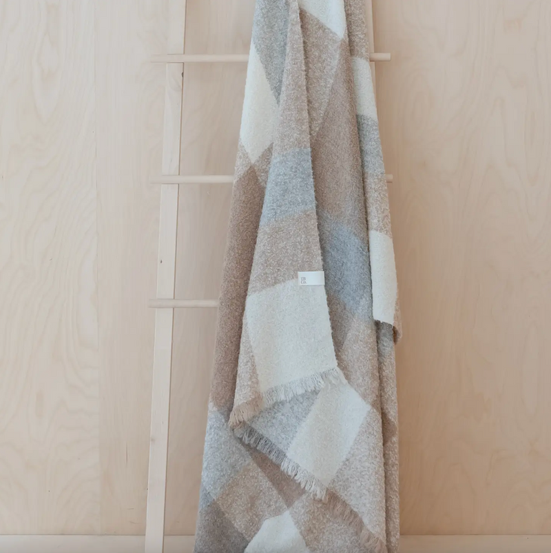 Undyed Alpaca Blanket in Neutral Check, FEEL AT HOM , Blankets, The Tartan Blanket Co. @feelathom