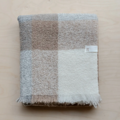 Undyed Alpaca Blanket in Neutral Check, FEEL AT HOM , Blankets, The Tartan Blanket Co. @feelathom