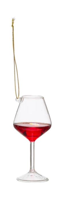 Wine Glass Ornament, FEEL AT HOM , Seasonal & Holiday Decorations, Creative Co-Op @feelathom