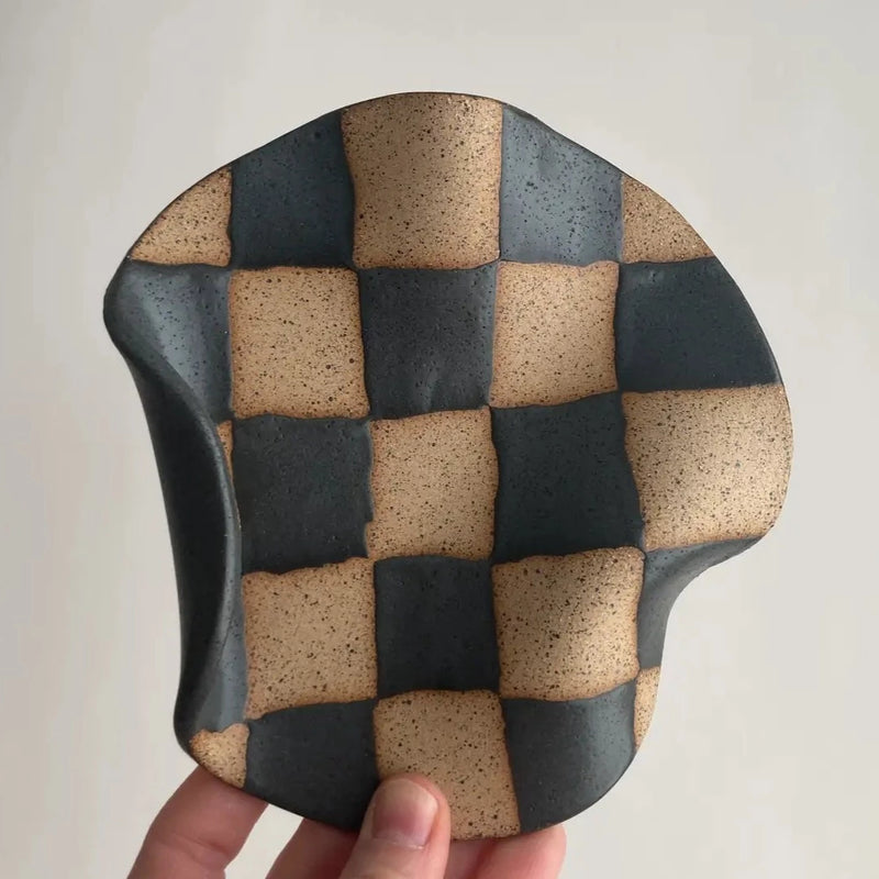 Brown Checker Dish, FEEL AT HOM , , Alicja Ceramics @feelathom