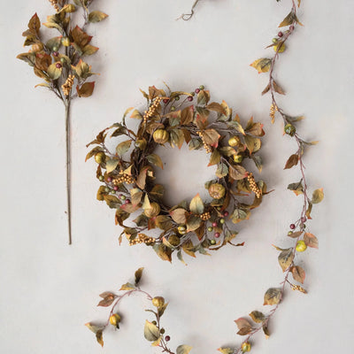 Faux Leaf Wreath with Pumpkins, FEEL AT HOM , , Creative Co-Op @feelathom