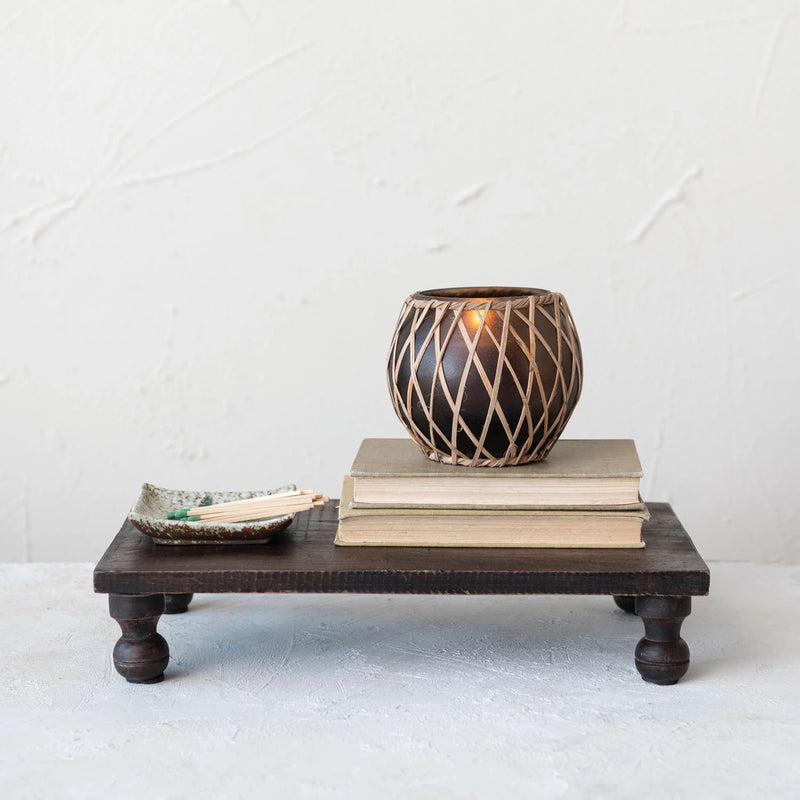Espresso Mango Wood Pedestal, FEEL AT HOM , , Creative Co-Op @feelathom