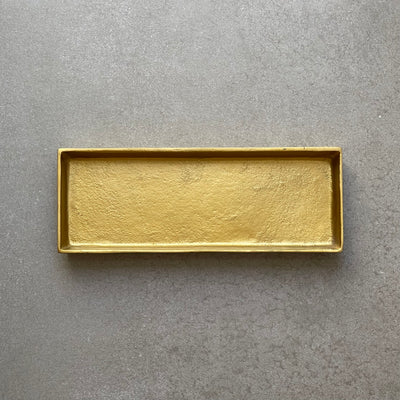 Small Gold Rectangular Tray, FEEL AT HOM , , BIDKHOME @feelathom