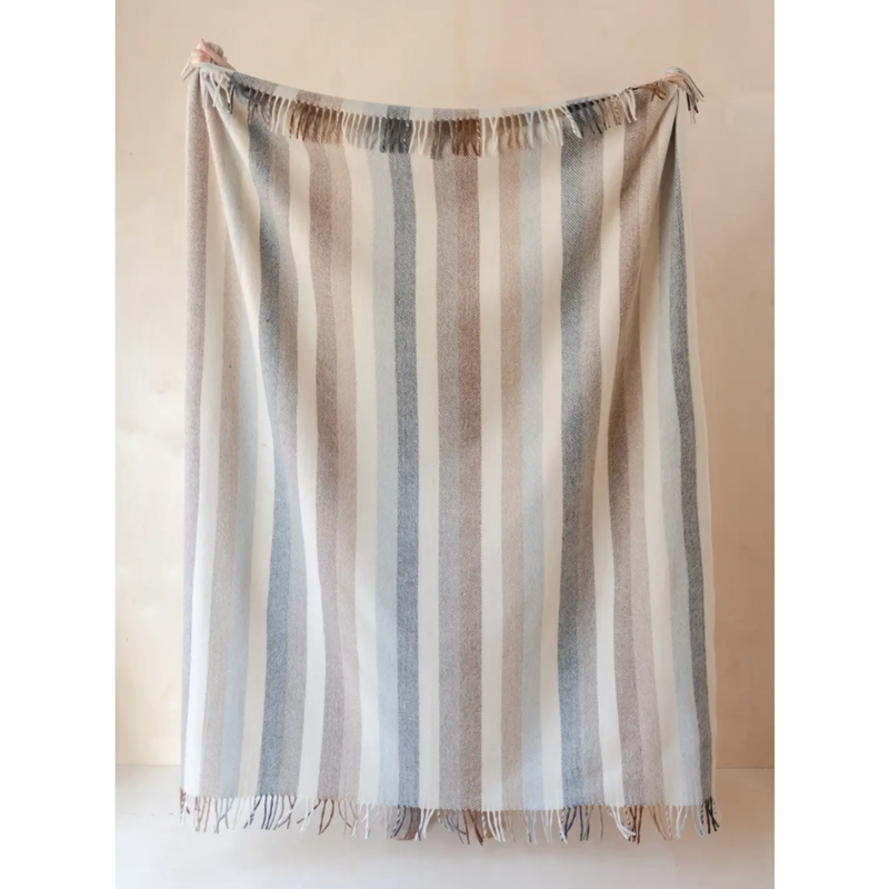 Recycled Wool Blanket in Neutral Stripe, FEEL AT HOM , Blankets, The Tartan Blanket Co. @feelathom