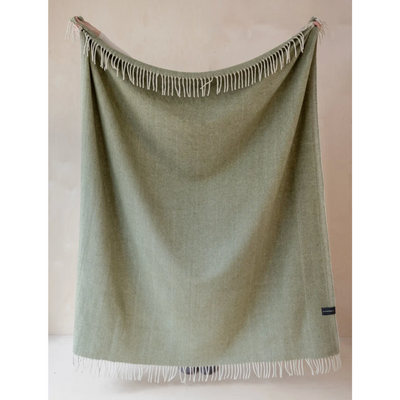 Recycled Wool Blanket in Olive Herringbone, FEEL AT HOM , Blankets, The Tartan Blanket Co. @feelathom