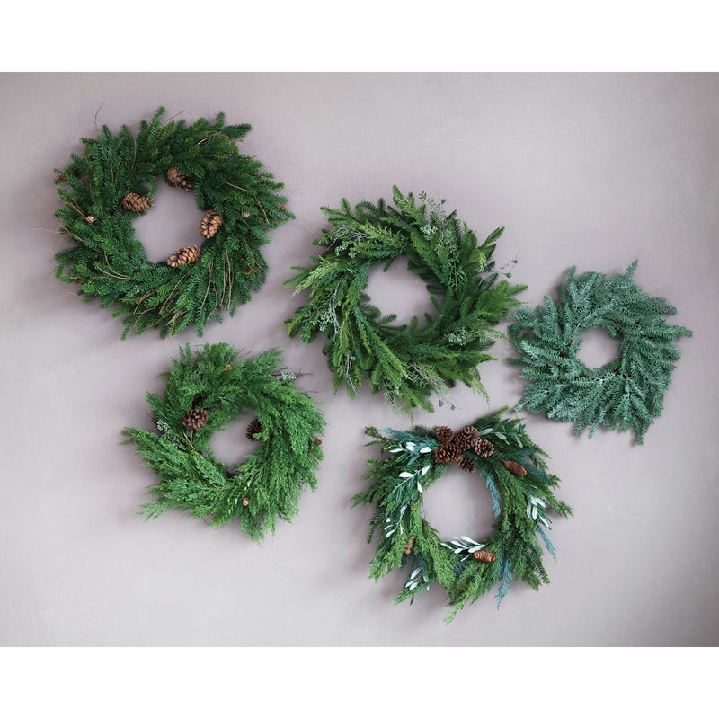 Faux Cypress Wreath with Pinecones, FEEL AT HOM , , Creative Co-Op @feelathom