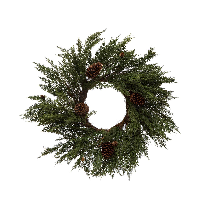 Faux Cypress Wreath with Pinecones, FEEL AT HOM , , Creative Co-Op @feelathom