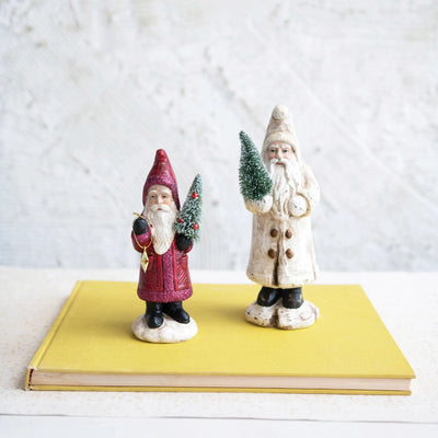 Paper Mache Santa with Bottle Brush Tree and Glitter, FEEL AT HOM , , Creative Co-Op @feelathom