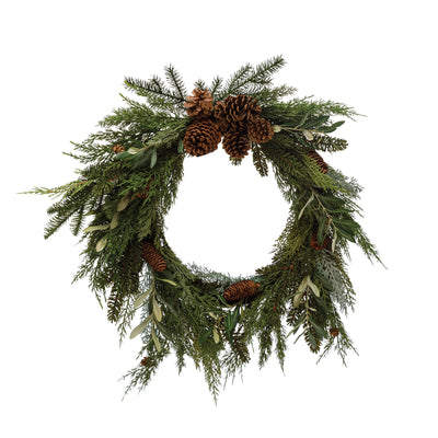 Faux Mixed Pine Wreath with Pinecones, FEEL AT HOM , , Creative Co-Op @feelathom